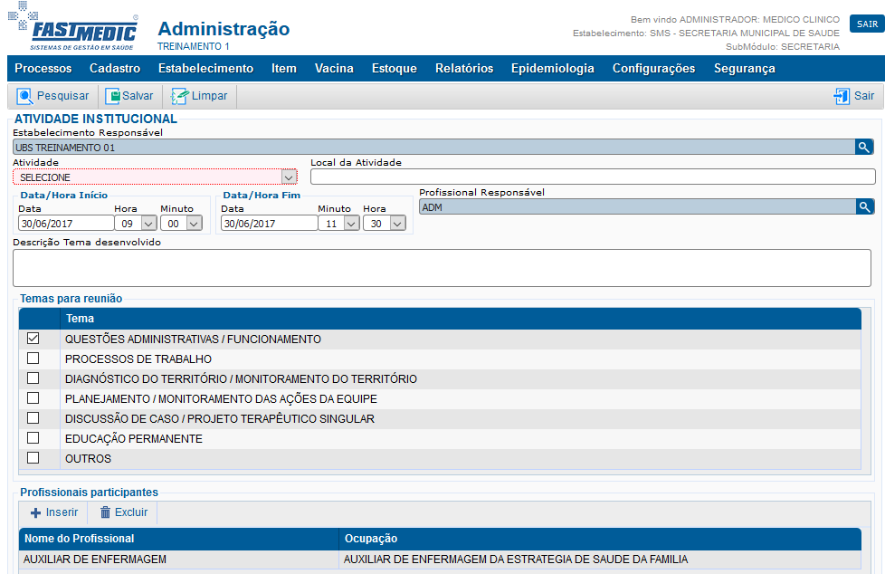 Atividades Institucionais